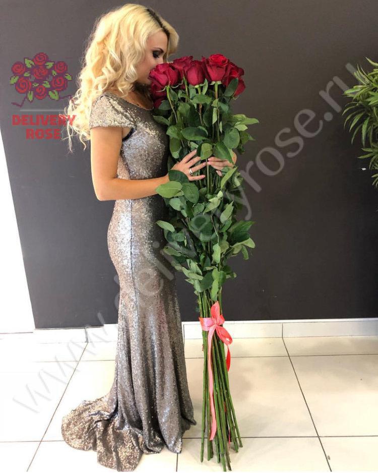 25 гигантских красных роз 180см