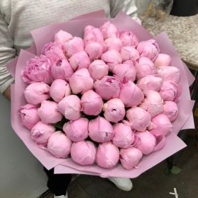 Букет розовых пионов - 51 шт.